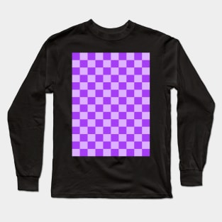 Purple Checkered Pattern Long Sleeve T-Shirt